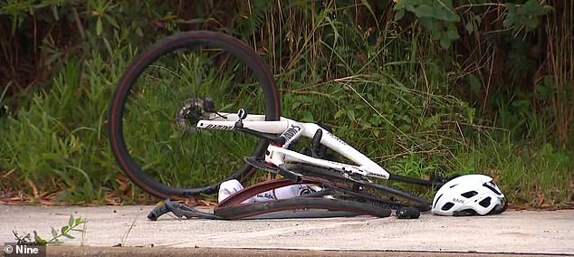 The crash left their bikes (pictured) mangled on the side of the road, while Mr Sky underwent surgery, was in a coma and fought for his life