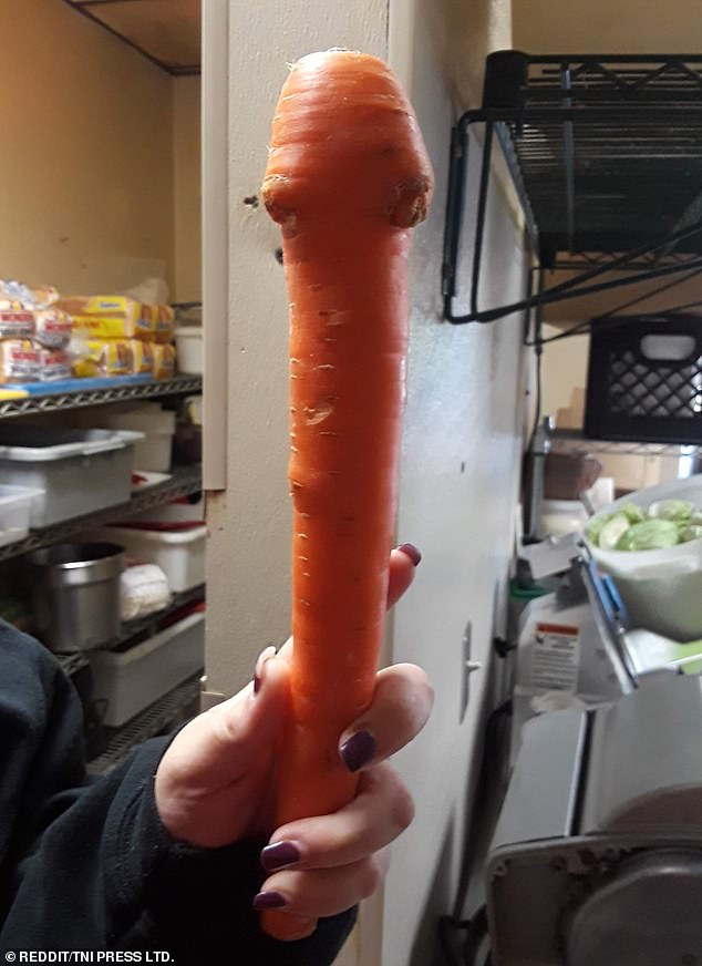 This person apparently wanted to show off her sultry carrot in this photo as she held it up to the camera