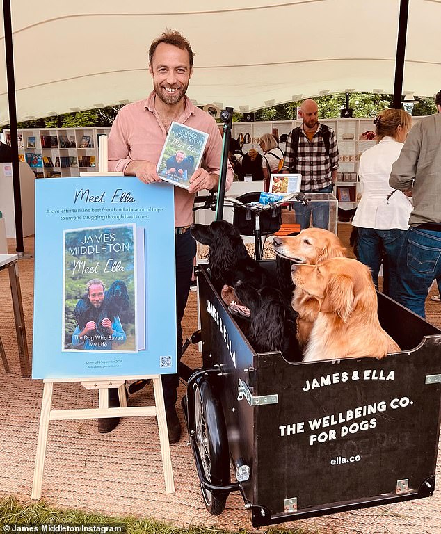 James appeared at the Goodwoof event in Chichester, West Sussex, last weekend, where he unveiled the book's cover