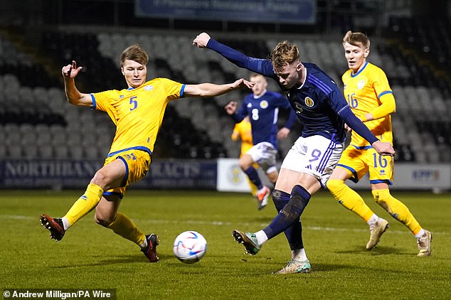 Conway in action for Scotland Under-21s against Kazakhstan in March