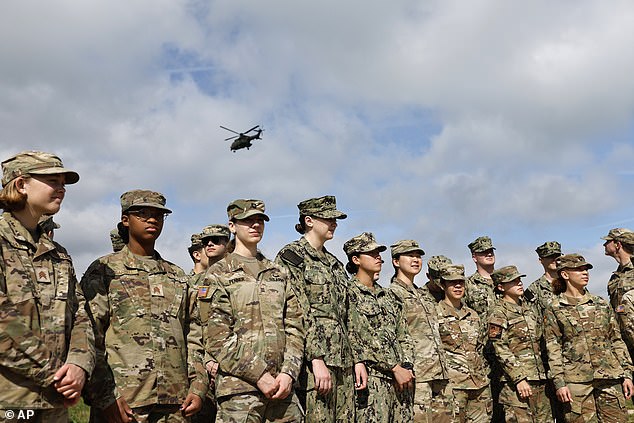 A number of active-duty U.S. soldiers (pictured) joined the veterans at the 80th anniversary event