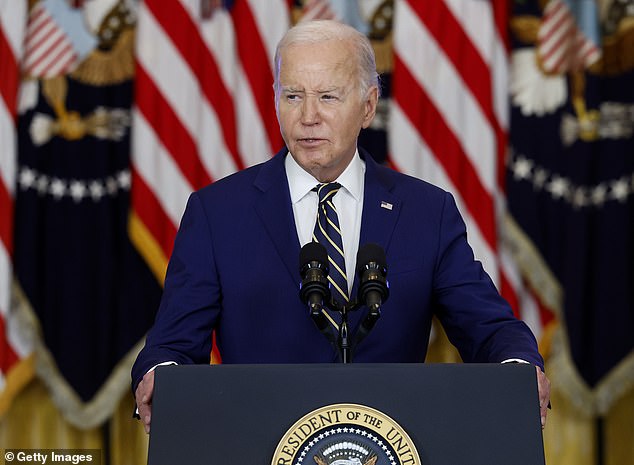 President Joe Biden delivers remarks about an executive order restricting asylum in the East Room of the White House