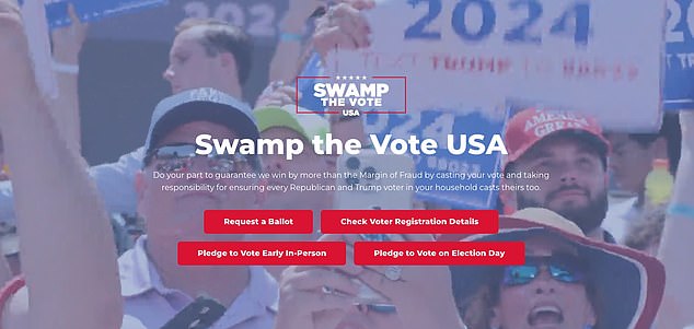 Launched in partnership with the Republican National Committee, SwampTheVoteUSA.com offers Trump supporters the opportunity to request a mail-in ballot or commit to voting early in person or on Election Day