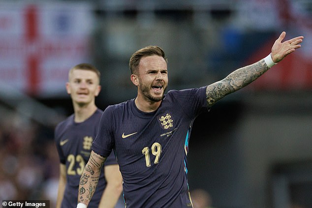 Tottenham midfielder James Maddison came on for Cole Palmer for the final 30 minutes of England's victory at St James' Park