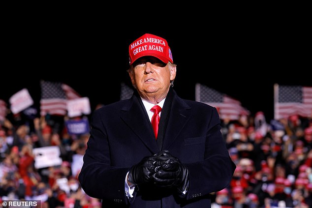 Then-President Donald Trump during a campaign rally in Kenosha, Wisconsin on November 2, 2020