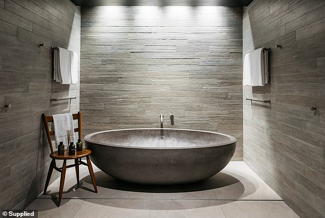 The Meandering Atrium room (the largest in the hotel) features a double sink, double rain showers and a bathtub that literally fits four people