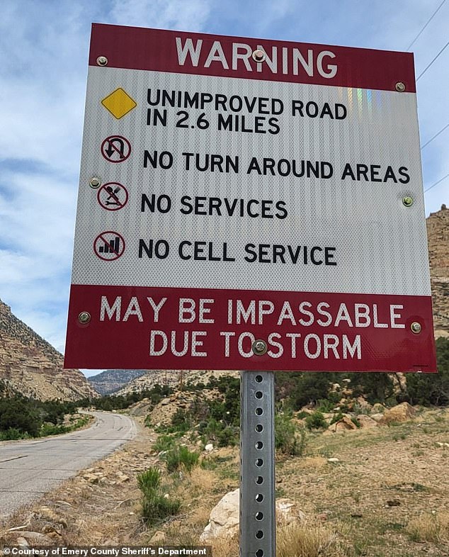 Emery County Sheriff's Department posted signs on the road warning motorists not to continue driving if they followed Google Maps to 'Utah' or if they were not equipped for the terrain