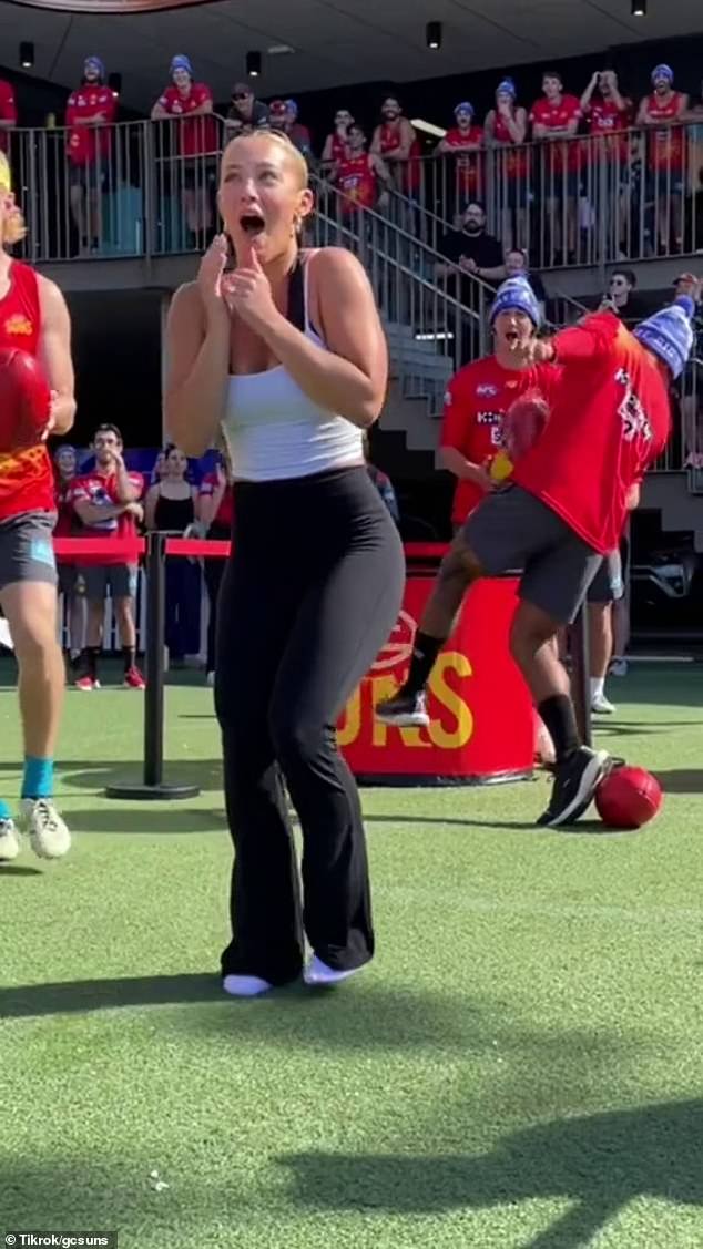 The fitness influencer, 30, attended the Gold Coast Suns charity event to raise money for FightMND