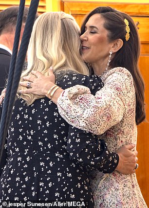 Queen Mary wore the Jane crest ($248) during the Danish state visit to Norway in May 2024 (pictured with Crown Princess Mette-Marit of Norway)