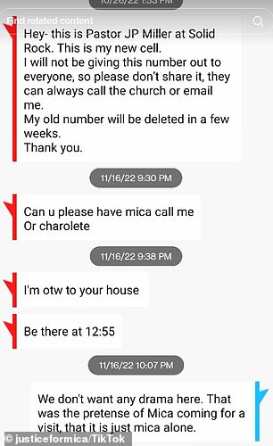 Reports indicate that Miller sent a text message to Sierra saying he was on his way to her house, where Mica stayed in November 2022.