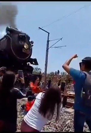 The victim, 25, did not appear to know how wide the enormous locomotive was