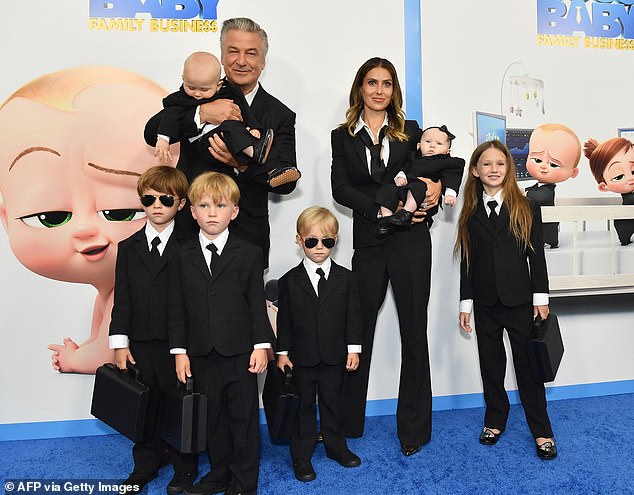 Alec and Hilaria share seven children: Carmen, 10, Rafael, eight, Leonardo, seven, Romeo, six, Eduardo 'Edu', three, Maria, three, and Ilaria, one;  seen in 2021 in NYC