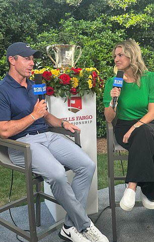 The stone has since disappeared and was notably absent from photos of her recent interview with McIlroy at the Wells Fargo Championship on May 11.