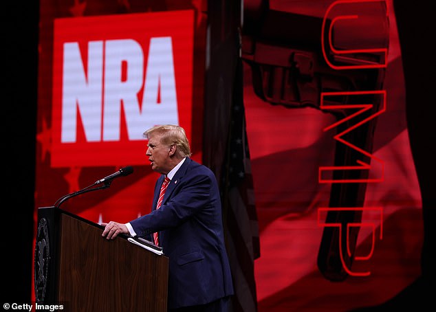 Former President Donald Trump was endorsed by the National Rifle Association last month in Dallas, Texas.  During the event, he claimed that President Joe Biden would take away members' guns if the Democrat is re-elected