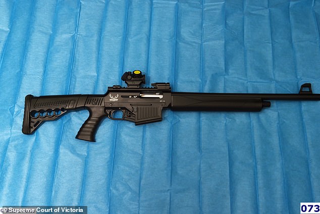 The 12 Gauge 'Barathrum Arms' Model S/P 12 semi-automatic shotgun used to kill Carol Clay