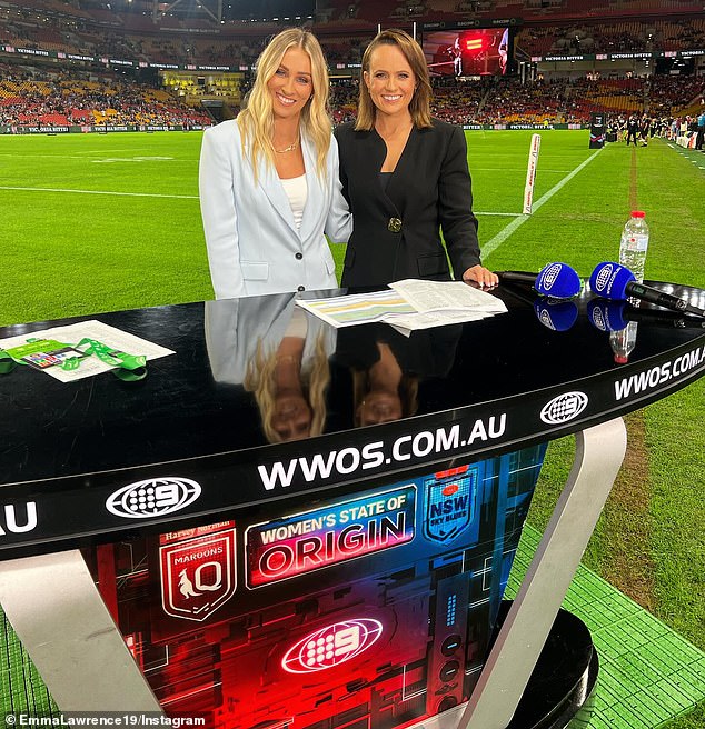 Lawrence (pictured with colleague Allana Ferguson) joined Channel Nine in 2021 and previously worked as a presenter for Channel 10 and Fox Sports