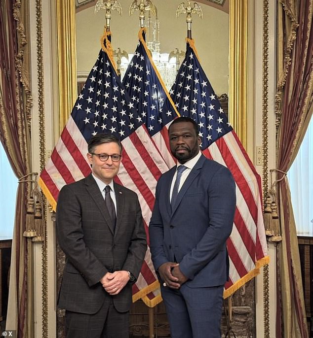 Jackson also stopped for a photo with House Speaker Mike Johnson, who survived an impeachment vote last month