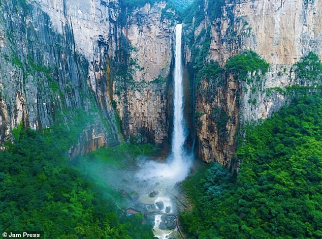 Millions of tourists visit the 300-meter-high waterfall every year