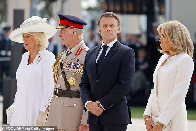 The Queen, King Charles, President Macron and his wife Brigitte attend the British Ministry of Defense and Royal British Legion's 80th anniversary commemoration ceremony