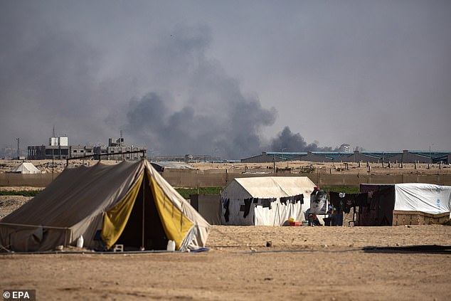 Smoke rises from an airstrike on Rafah