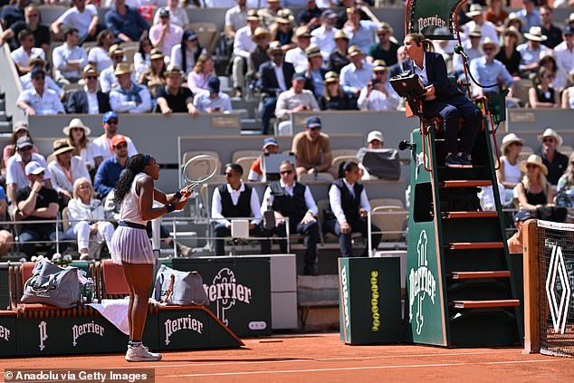 Iga Swiatek's second serve was called just as Gauff hit her return long, sparking the argument