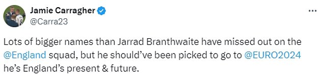 Branthwaite is the 'present and future' of England, according to the former Liverpool defender