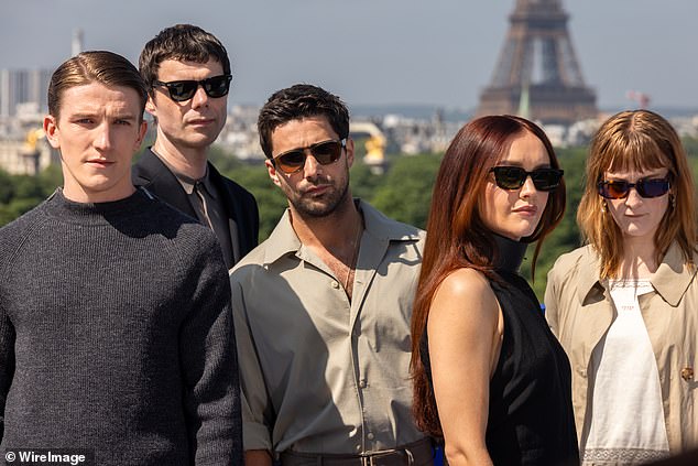 Ewan Mitchell, Matthew Needham, Fabien Frankel, Olivia and Phia Saban during the photocall