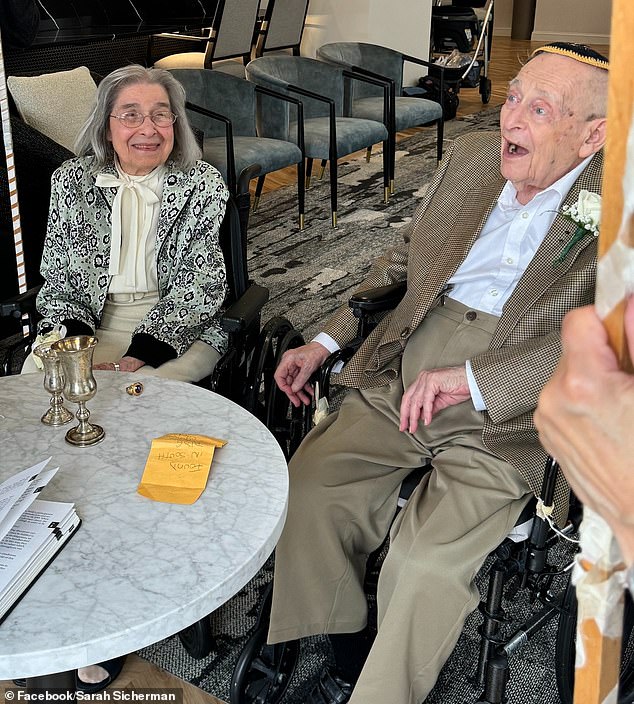 Marjorie and Bernie were married in a traditional Jewish wedding in front of ten of their closest relatives during an intimate celebration