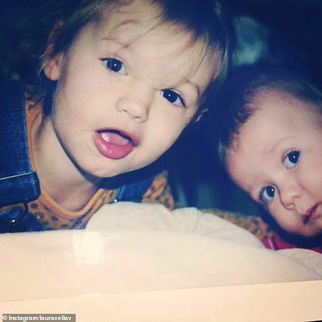 In a fun throwback post on Instagram, a young Laura wears a yellow spotted shirt with denim dungarees as her wide-eyed sibling peers into the camera next to her