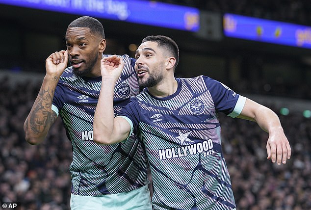 Brentford forward Neal Maupay (right) trolled Maddison after scoring for the Bees against Spurs in Maddison's first start after returning from injury in January