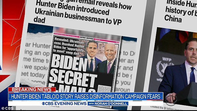 The video includes a number of news clips from mainstream media saying Hunter Biden's laptop was likely 'Russian disinformation'