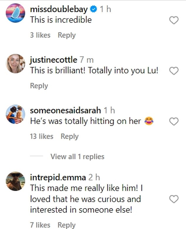 Followers quickly took to the comments section to express their amusement at the hilarious clip, joking that Austin was flirting with her