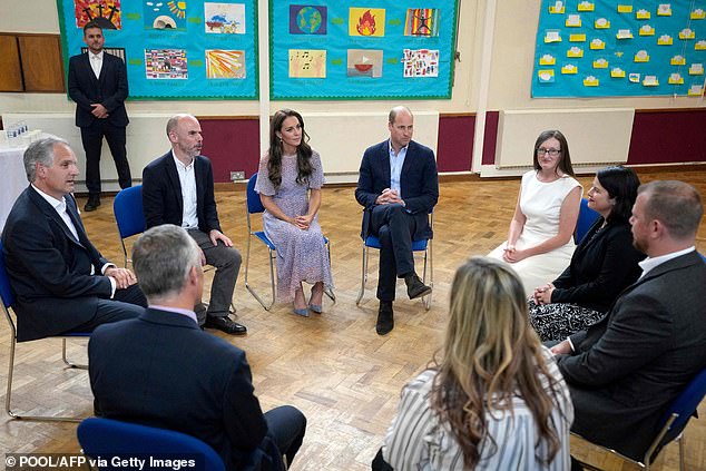 The couple is reminiscent of Wililam and Kate (pictured during a visit to housing association 'Jimmy's' in Cambridge in 2022)