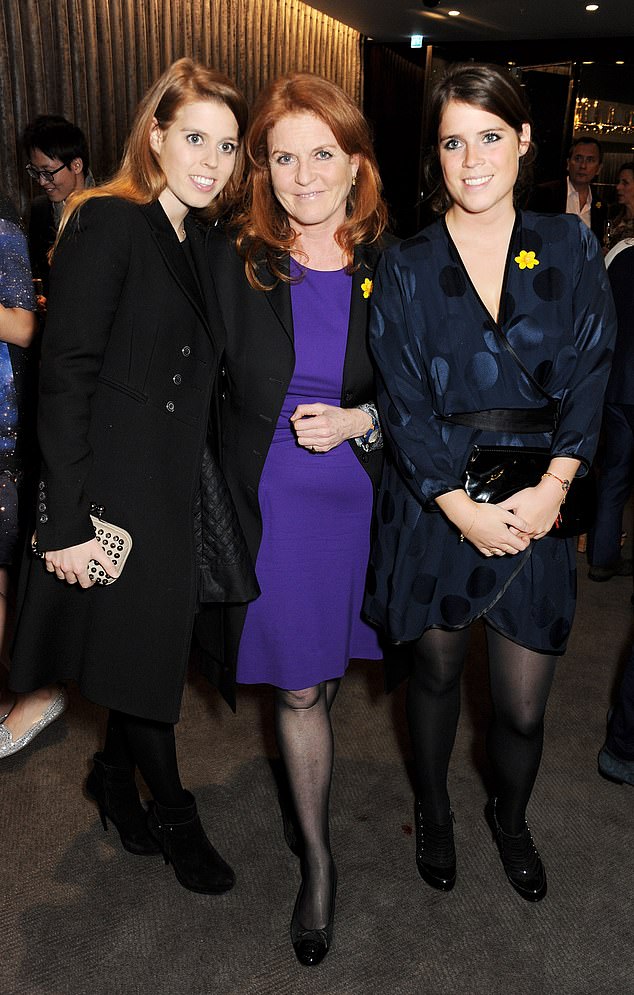 Beatrice, her mother Sarah Ferguson and sister Princess Eugenie attended a charity auction for cancer care in London on May 14