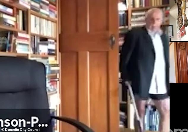 New Zealander David Benson-Pope forgot to turn off his camera settings during a suspension of a livestreamed council meeting in 2020 - with his bare legs on display