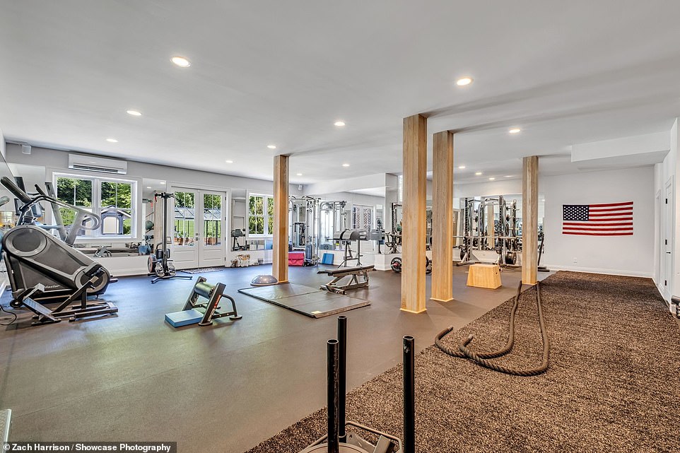 There is a huge home gym in the basement of the farm