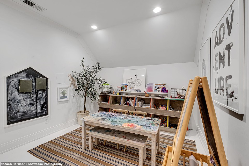 The playroom has recessed lighting