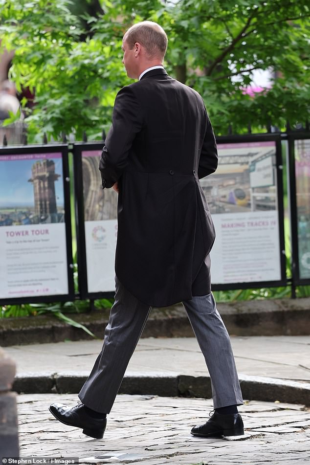 Prince William arrives for his old friend Hugh's wedding in Cheshire