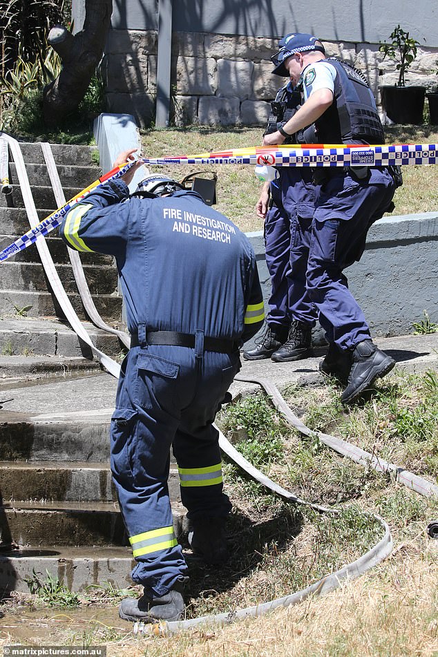 The police respond to the burned-out house of YouTuber FriendlyJordies at the end of 2022