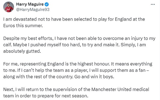 Both Harry Maguire and James posted statements on social media following the announcement