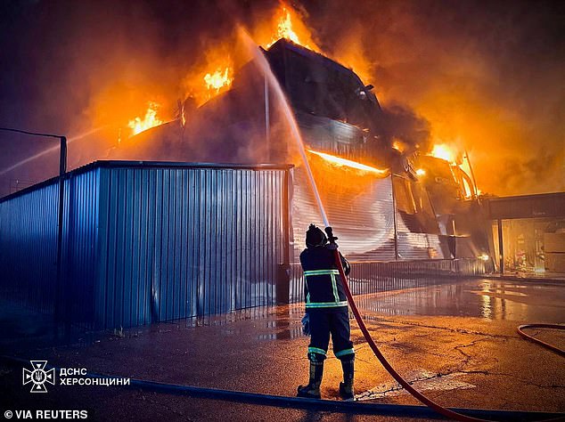 Firefighters in Kherson, Ukraine, battle fires caused by Russian shelling on June 6