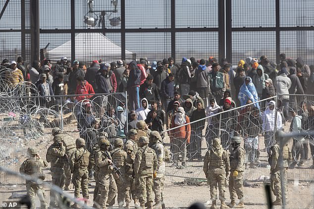 Terrorist assassins intent on attacking the American homeland may have already infiltrated America, hidden among the more than 10 million illegal immigrants who have entered the country under Biden's watch.  (Above) Migrant beach barriers installed on the Rio Grande in El Paso, Texas on March 21, 2024