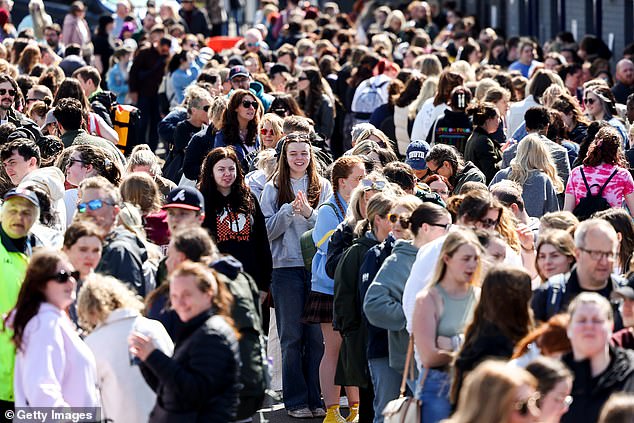 Fans queue outside Edinburgh's Murrayfield Stadium for Taylor's performance in Britain as part of The Eras Tour