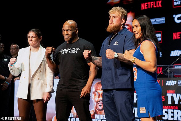 Katie Taylor (far left) and Amanda Serrano (far right) also had their fight rescheduled for November 15