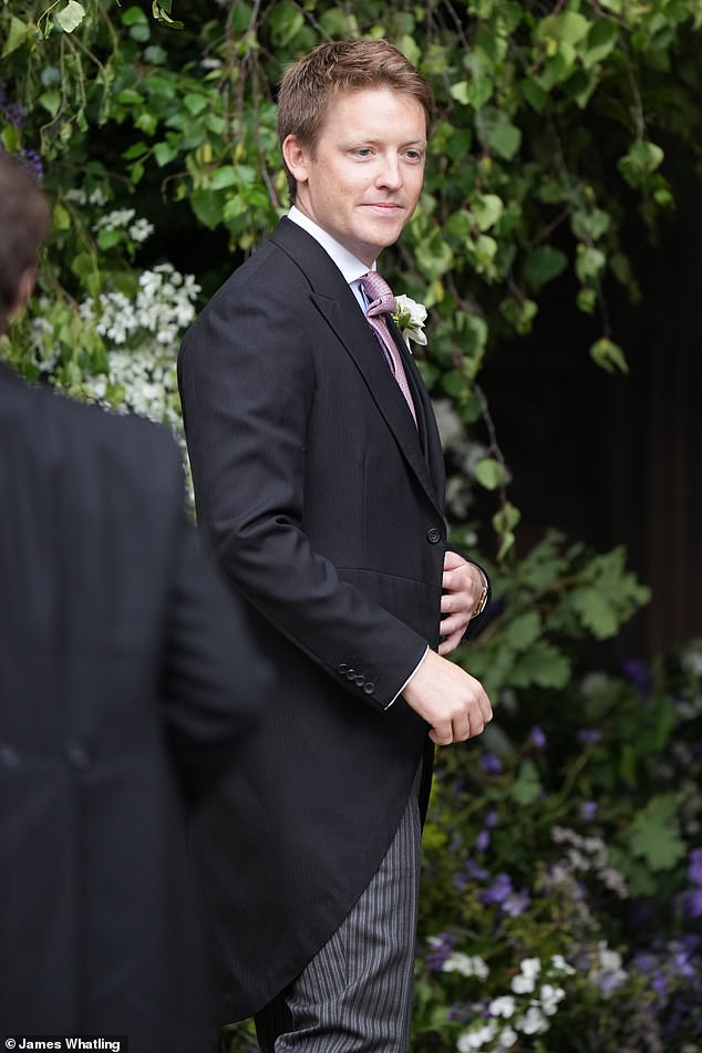 The Duke of Westminster pictured at Chester Cathedral for his society wedding of the year to Olivia Henson