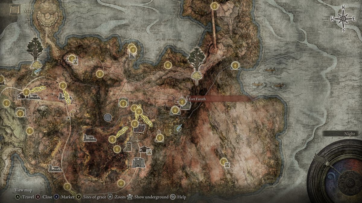 Fort Faroth map location in Elden Ring