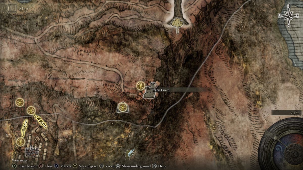 Fort Faroth map location in Elden Ring