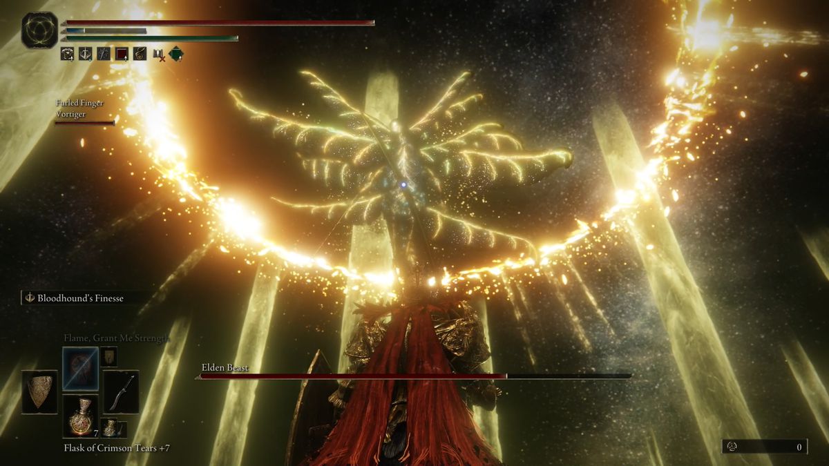 The Elden Beast creates a massive magic spell in the final Elden Ring boss battle.