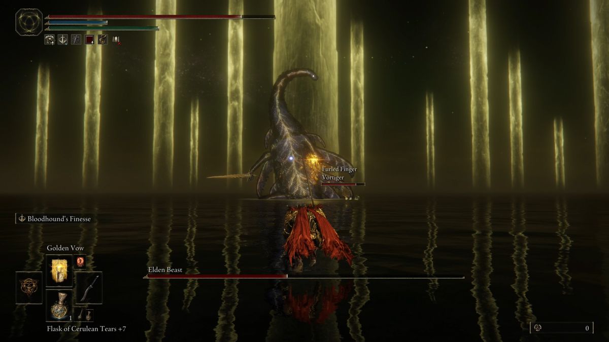 The Elden Beast makes an attack in the final Elden Ring boss battle.