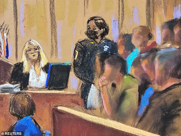 A sketch of the jurors listening to testimony in the hush money trial.  Trump was found guilty of falsifying company records in an attempt to cover up a payment to porn star Stormy Daniels to keep her quiet before the 2016 election